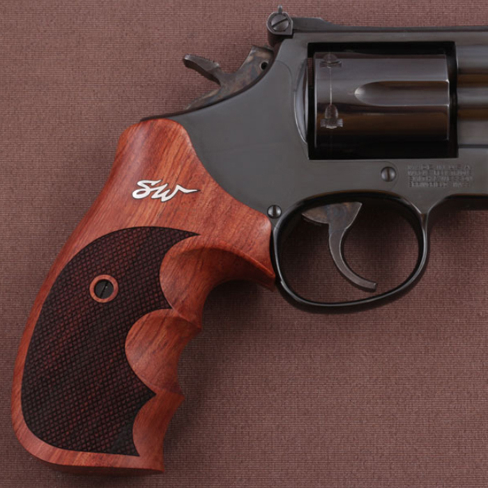 Smith Wesson K/L/X - Frame Round Butt Gül Ağacı Gümüş Logo 