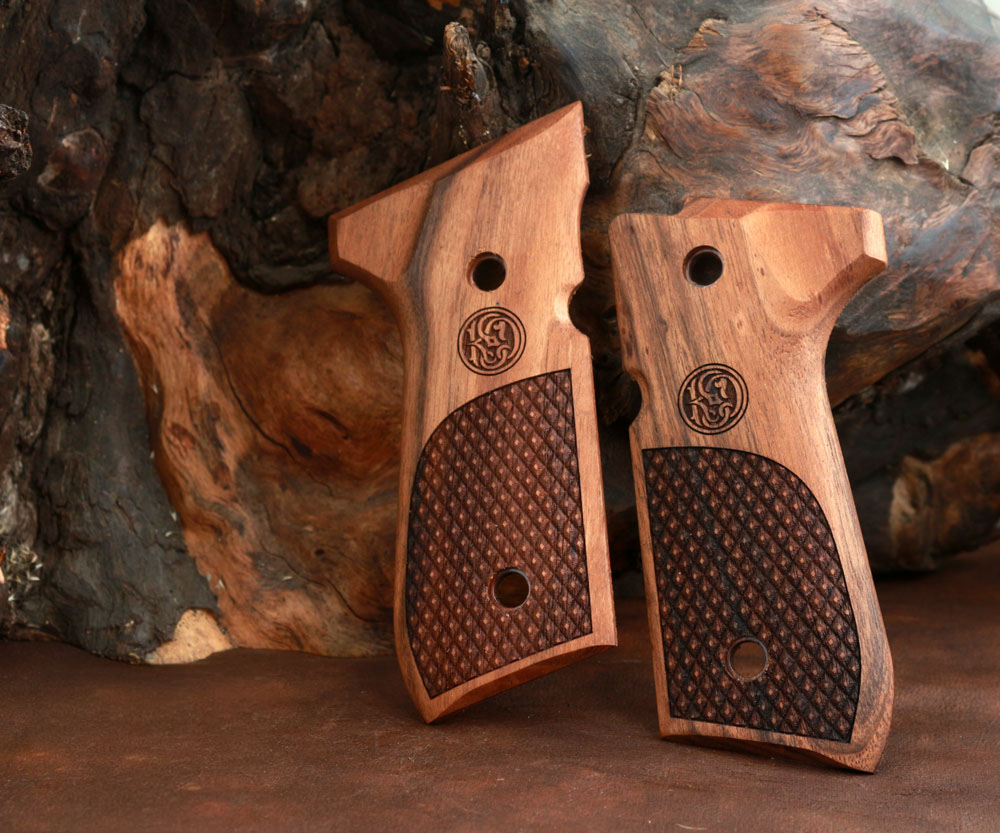 Beretta 92FS, 92, 92F, 92A1, 92FS INOX, 92G, 92D, 96, 96D, 96A1, M9, M9A1 Ceviz Ağacı Lazer Logo 