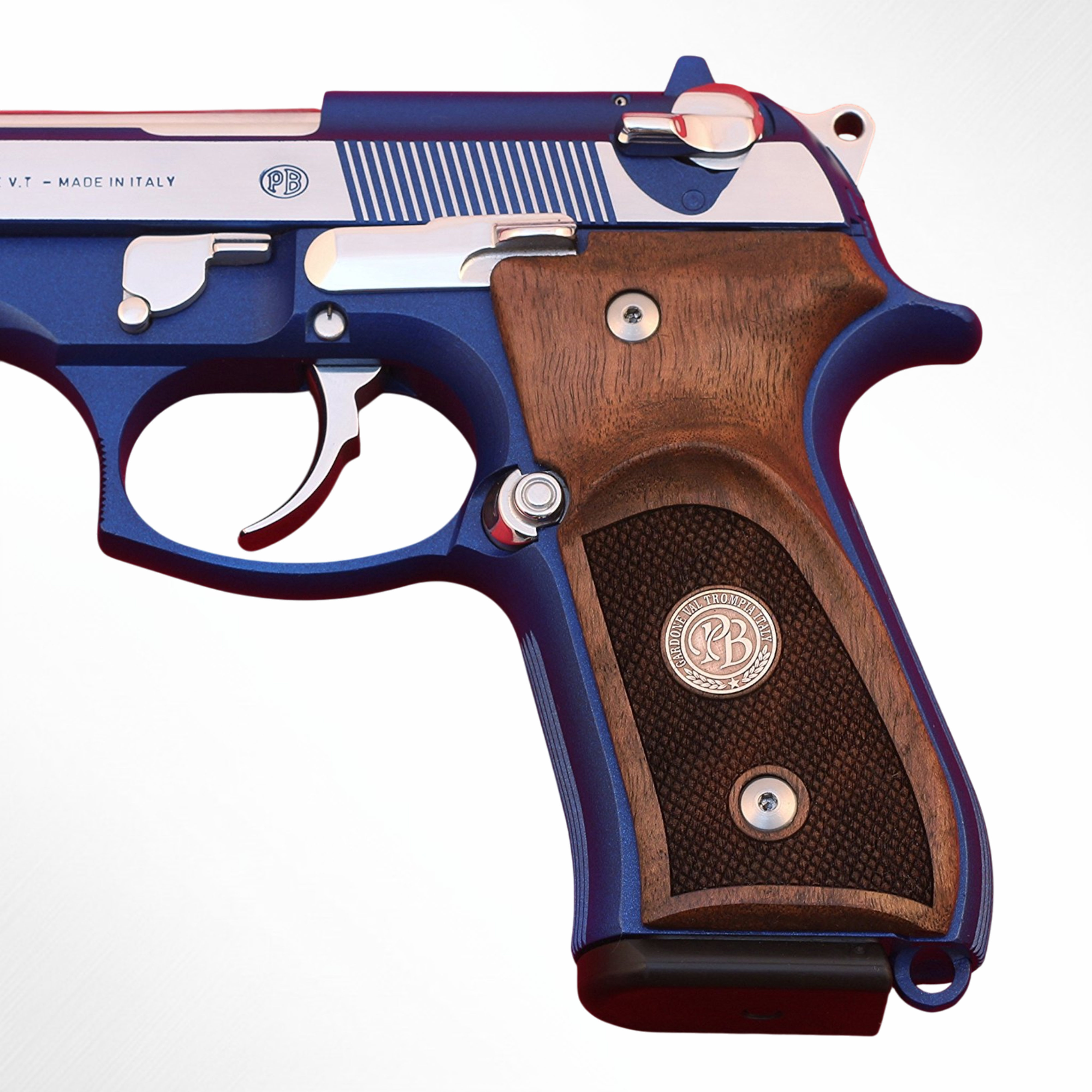 Beretta 92FS, 92, 92F, 92A1, 92FS INOX, 92G, 92D, 96, 96D, 96A1, M9, M9A1 Ceviz Ağacı Gümüş Logo 