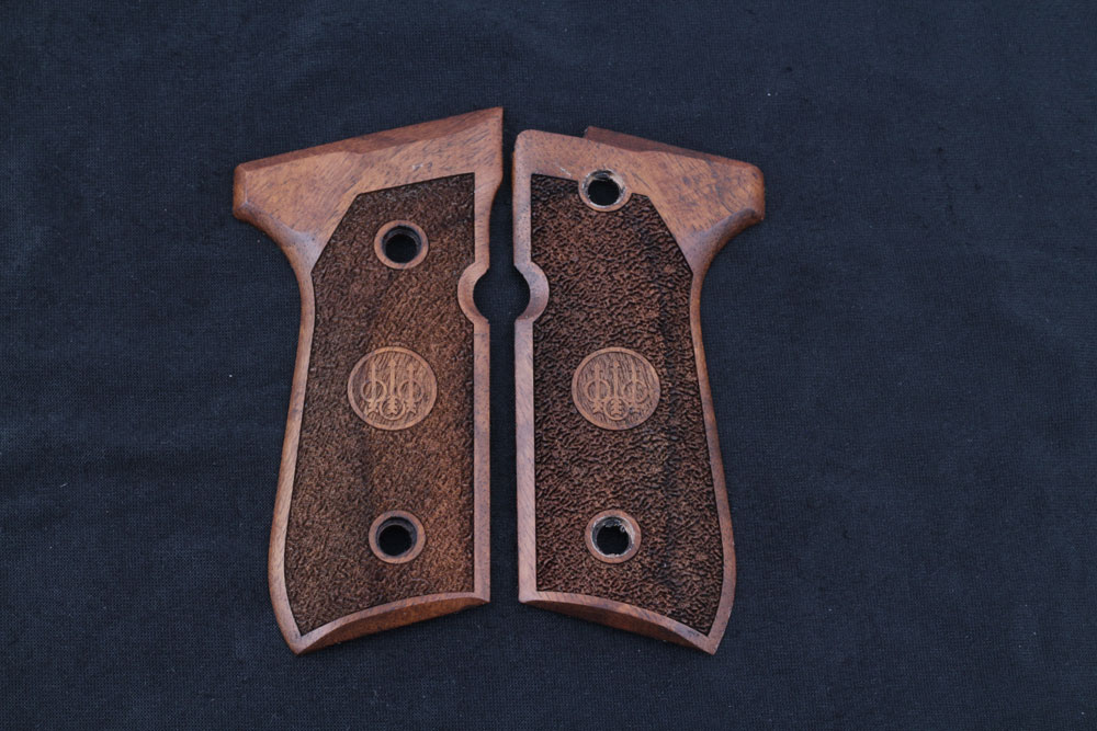 Beretta 92FS, 92, 92F, 92A1, 92FS INOX, 92G, 92D, 96, 96D, 96A1, M9, M9A1 Ceviz Ağacı Lazer Logo 