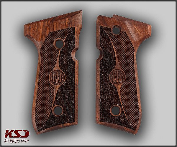 Beretta 92FS, 92, 92F, 92A1, 92FS INOX, 92G, 92D, 96, 96D, 96A1, M9, M9A1 Ceviz Ağacı Lazer Logo 