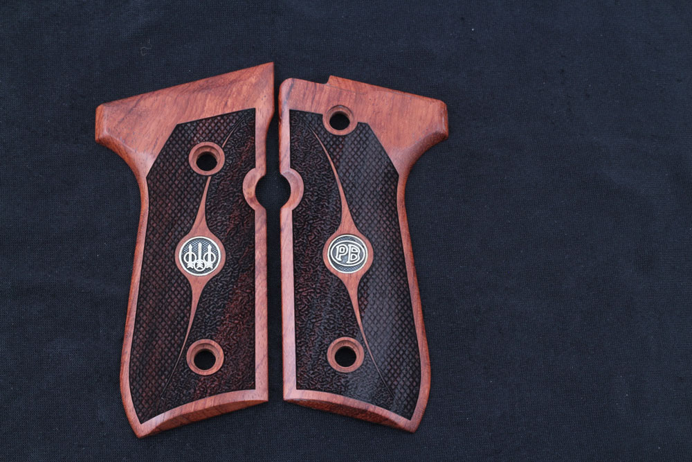 Beretta 92FS, 92, 92F, 92A1, 92FS INOX, 92G, 92D, 96, 96D, 96A1, M9, M9A1 Gül Ağacı Gümüş + Mine Logo 