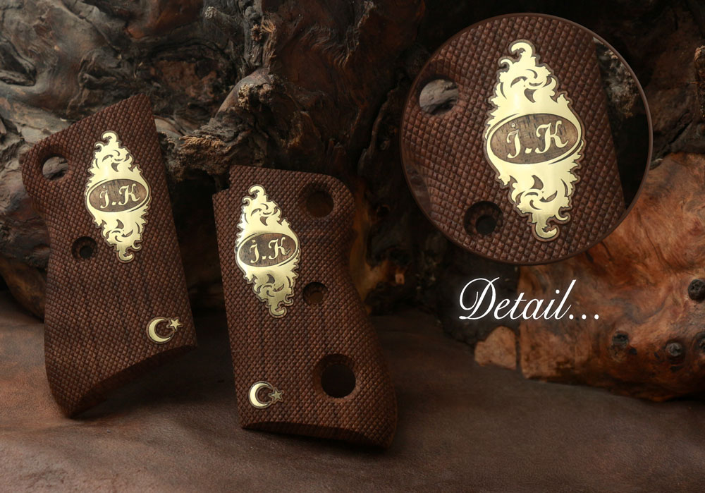 Beretta Mod 71 - 72 - 75 Jaguar Ceviz Ağacı Pirinç Logo (Büyük) 