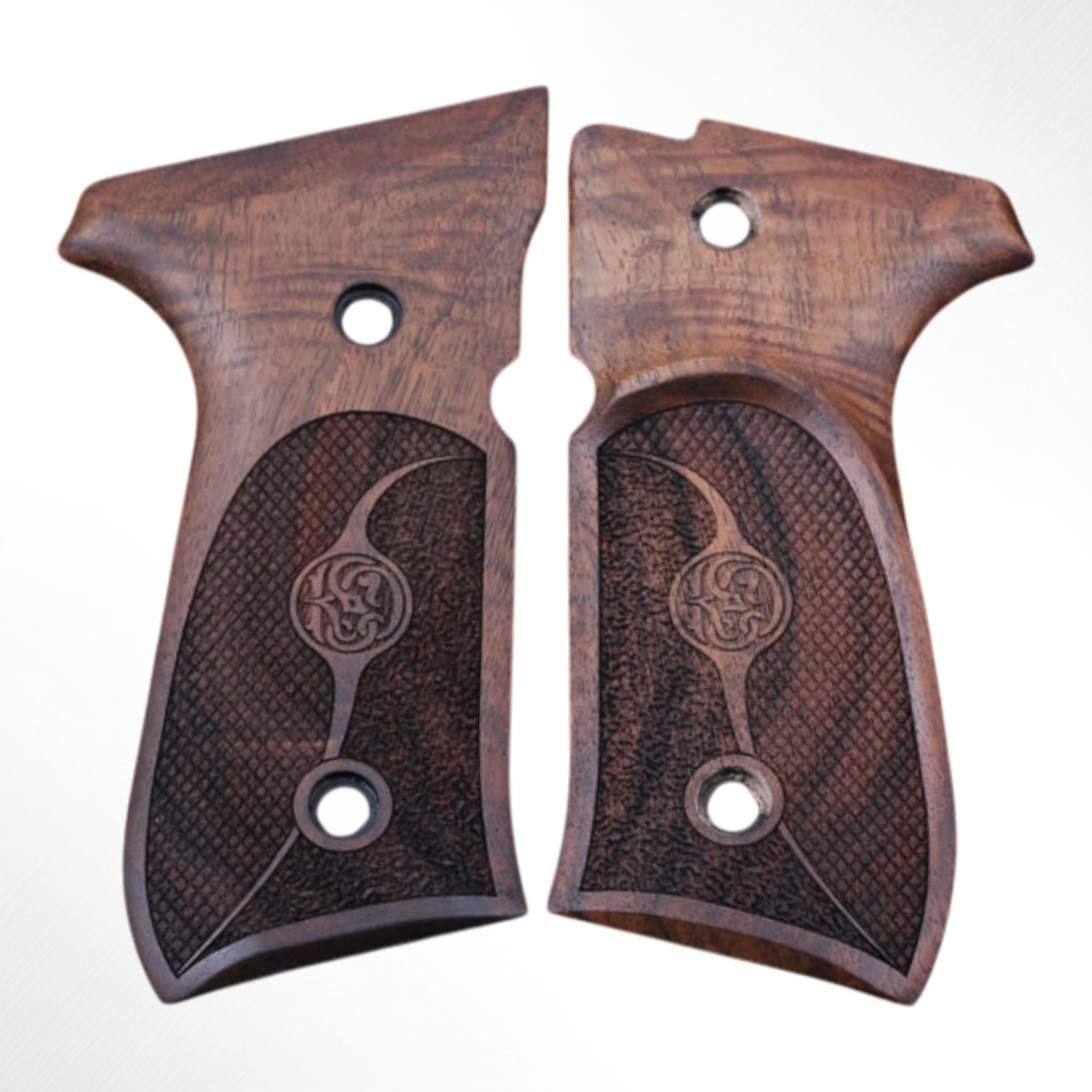 Beretta 92FS, 92, 92F, 92A1, 92FS INOX, 92G, 92D, 96, 96D, 96A1, M9, M9A1 Ceviz Ağacı Lazer Logo 