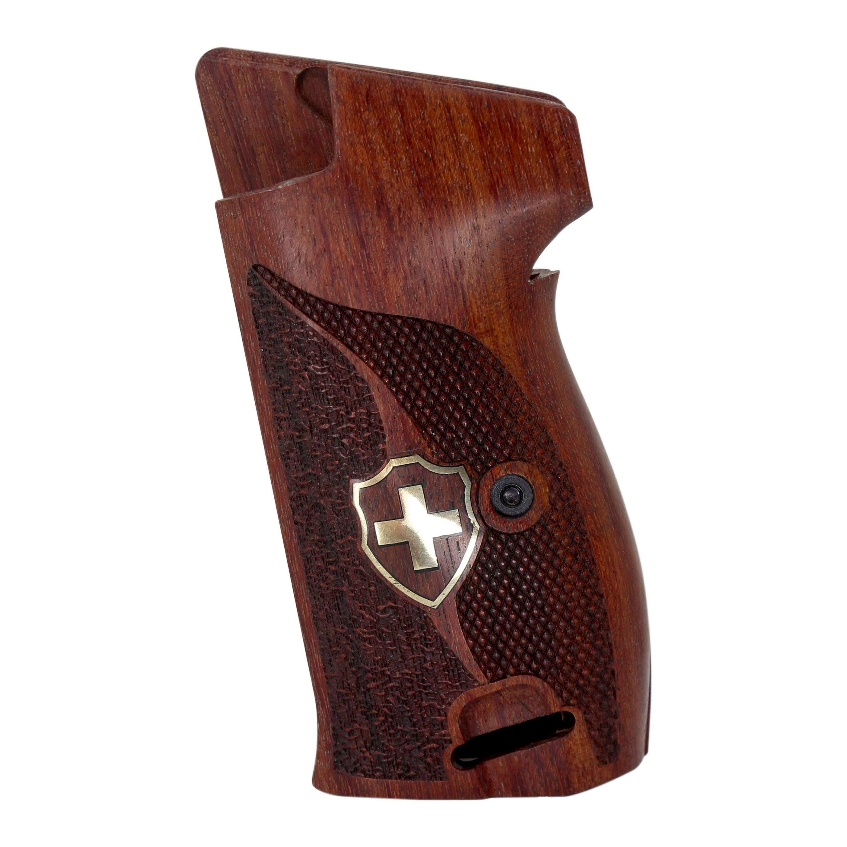 Sig P210-1 / P210-4 / P210-5 / P210-6 / DK M49 - With Lanyard Ring (Kordon Halkalı) Gül Ağacı Pirinç Logo 