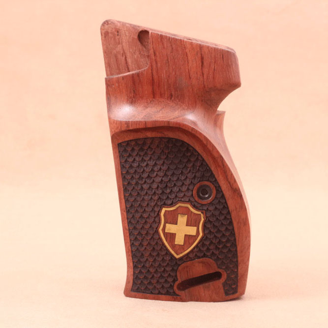 Sig P210-1 / P210-4 / P210-5 / P210-6 / DK M49 - With Lanyard Ring (Kordon Halkalı) Gül Ağacı Pirinç Logo 