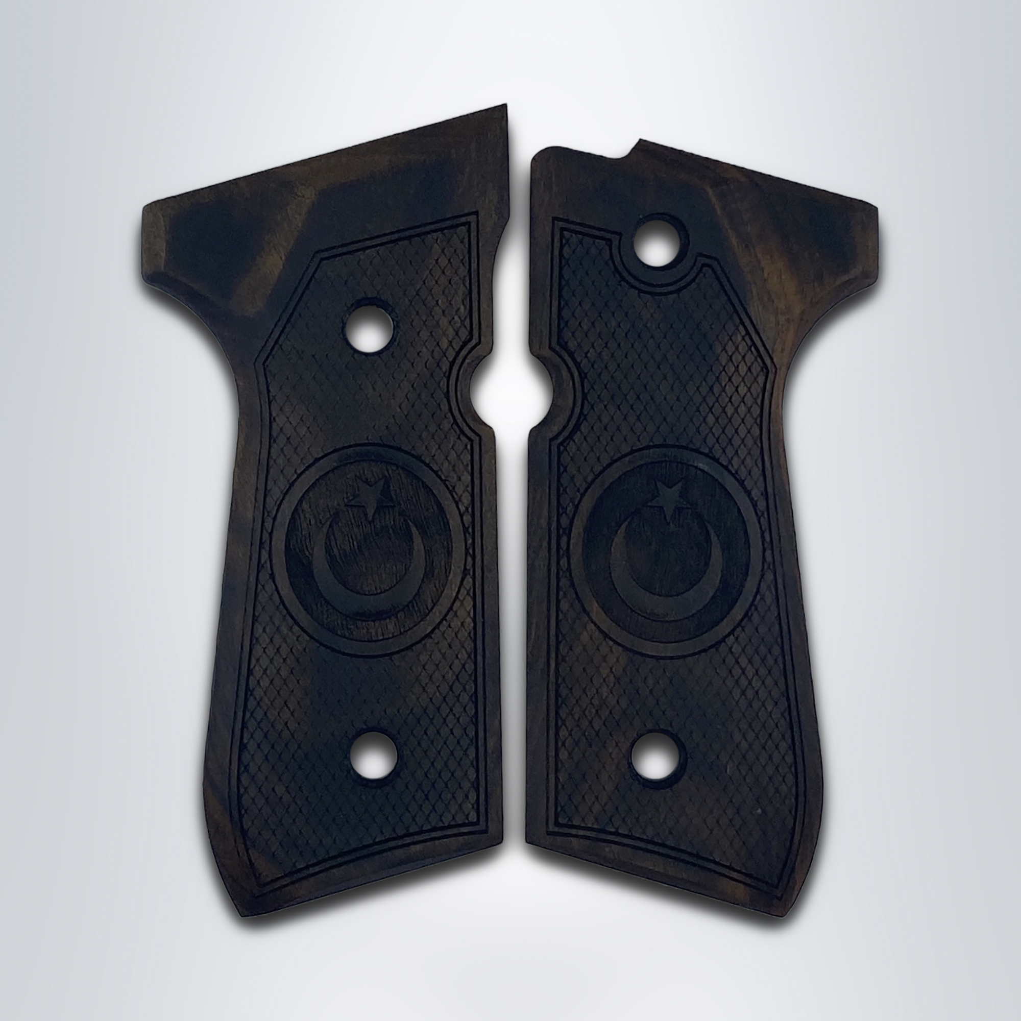 Beretta 92FS, 92, 92F, 92A1, 92FS INOX, 92G, 92D, 96, 96D, 96A1, M9, M9A1 Ceviz Ağacı Lazer Logo 