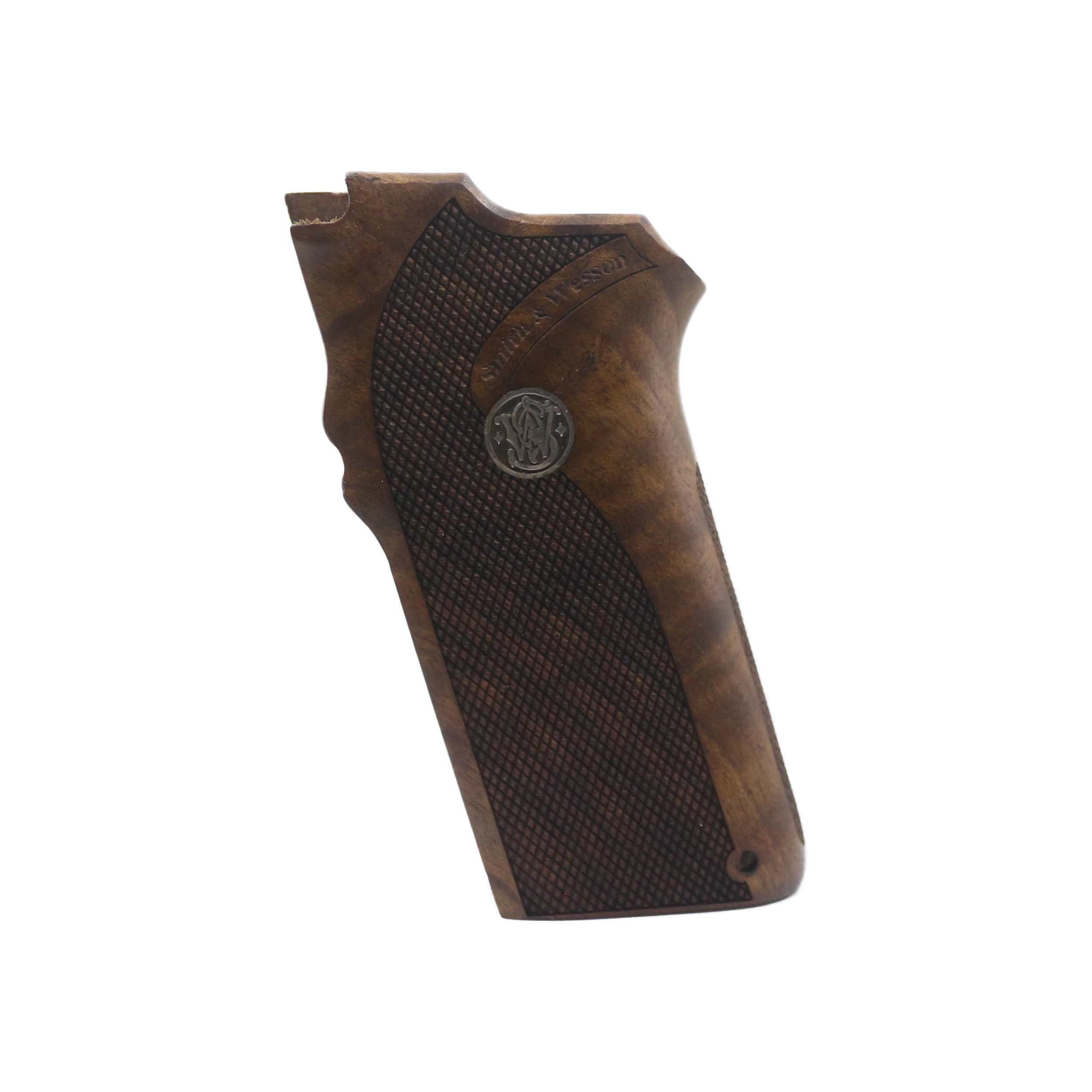 Smith & Wesson 4506 & 1006 & 1046 & 1066 & 1086 & 4506 & 4546 & 4563 & 4566 & 4586 Ceviz Ağacı Gümüş Logo 