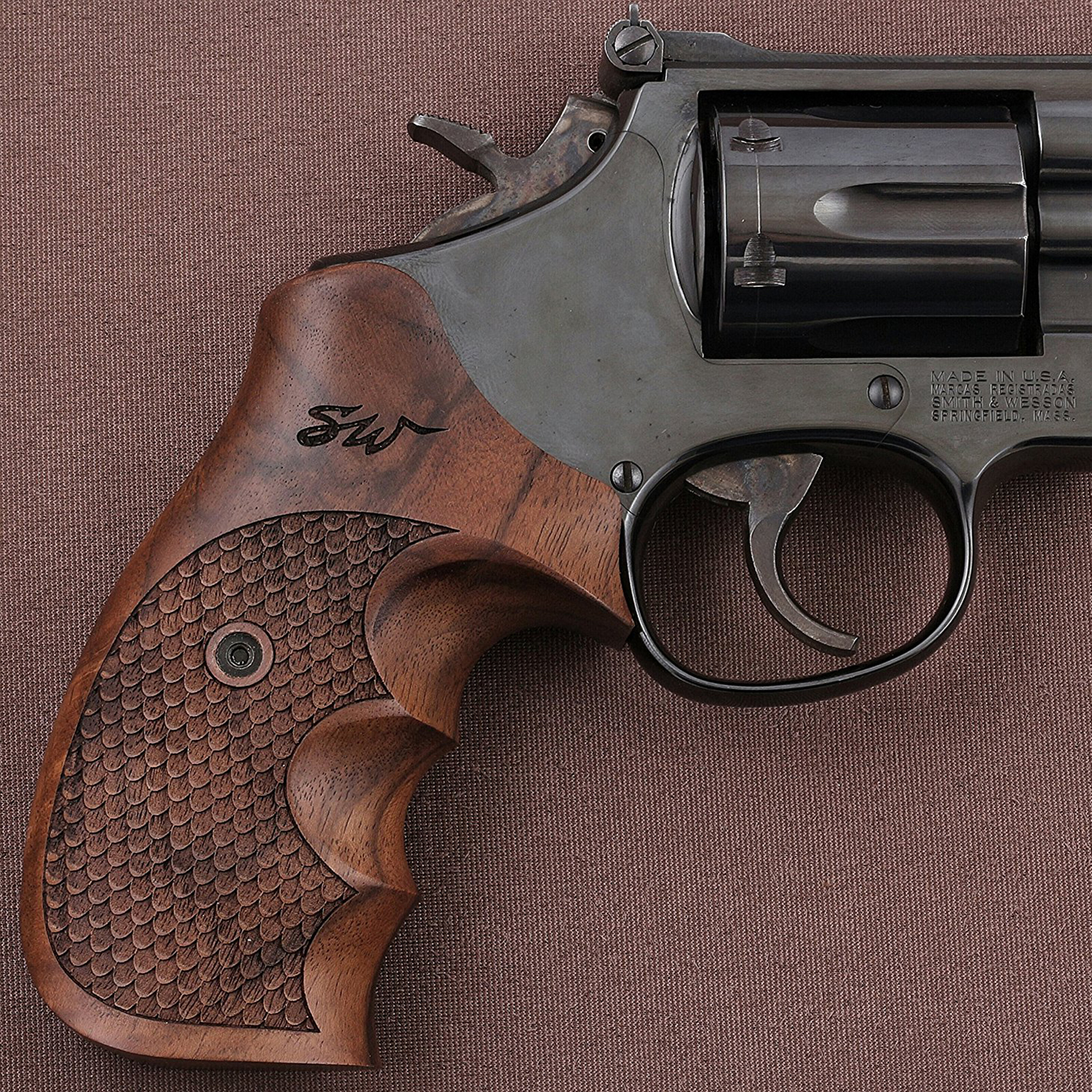 Smith Wesson N Frame Round Butt Ceviz Ağacı Lazer Logo 