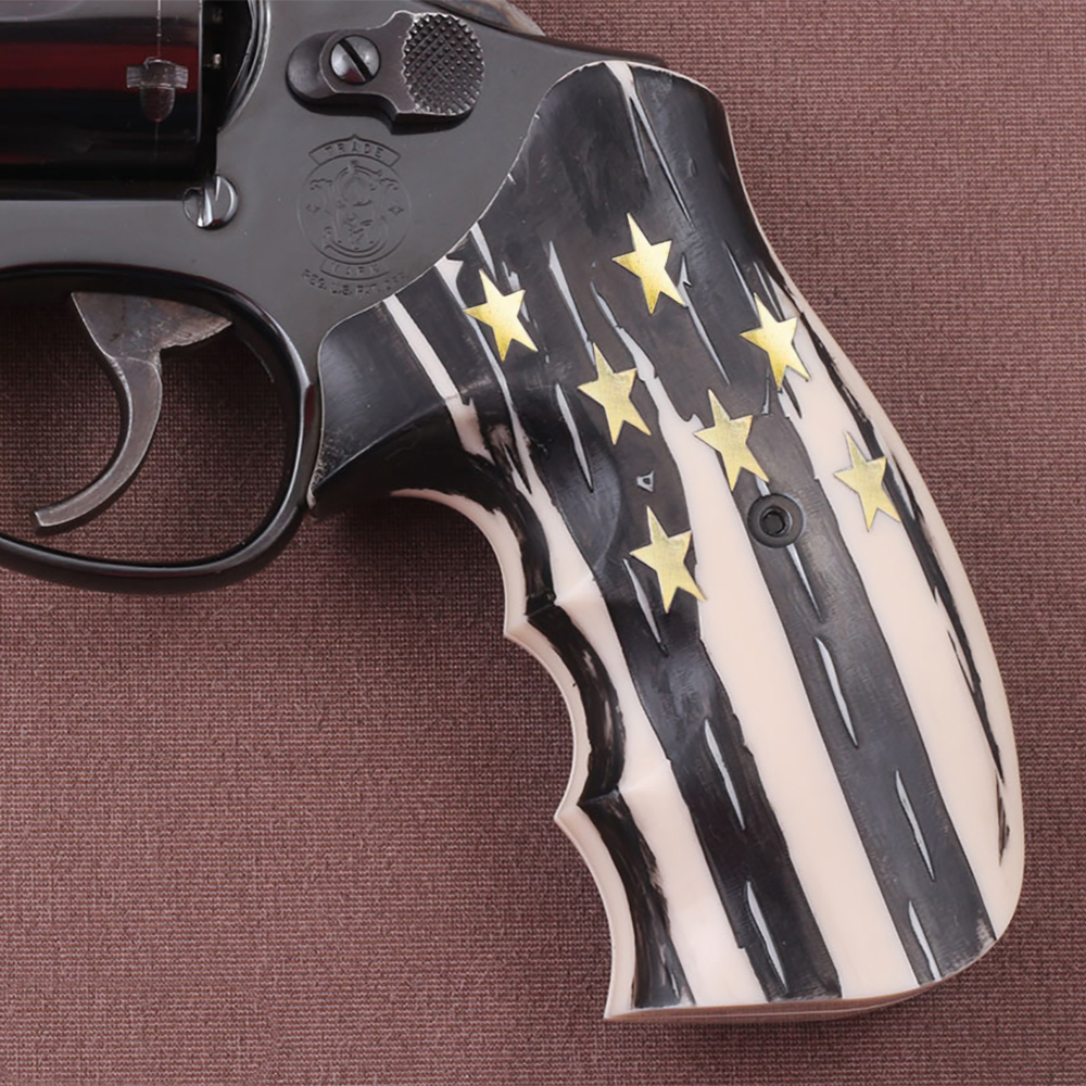 Smith Wesson K/L/X - Frame Round Butt Fildişi Akrilik Pirinç Logo 